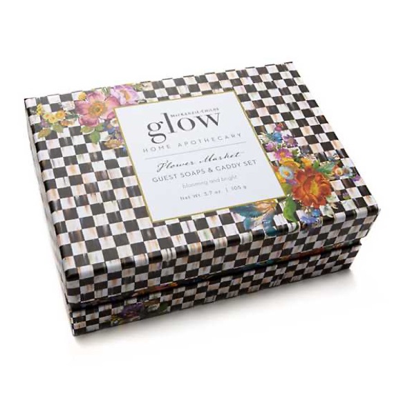 Mackenzie-Childs Courtly Check Soap Dish & Flower Market Bar Soap Set - Picture 6 of 8